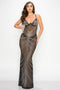 Angel Night Rhinestone Sheer Maxi Dress - Black